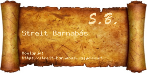 Streit Barnabás névjegykártya